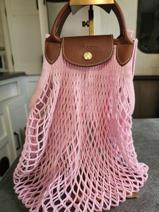 Longchamp Handbags - Longchamp X Filt Pink Mesh Tote with Brown Leather Trim